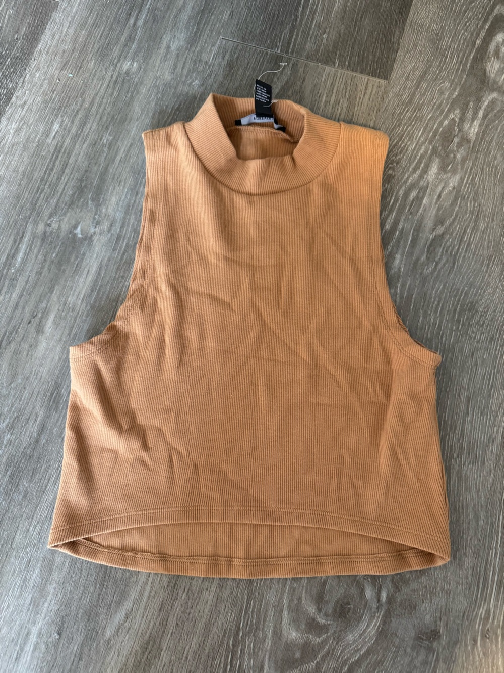 Forever 21 Ribbed Mock Neck Sleeveless Tank - Tan
